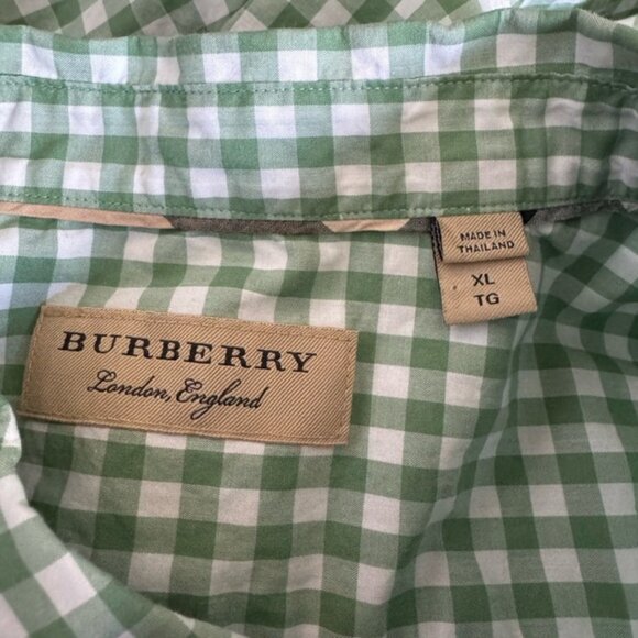 Burberry Green Check 100% Cotton Down Shirt. XL - Picture 5 of 6